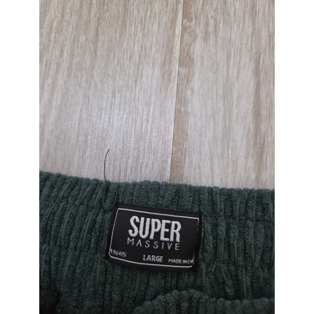 Super Massive Green Corduroy Lounge Pants Drawstring Wide Leg Womens Sz L EUC - Picture 4 of 9
